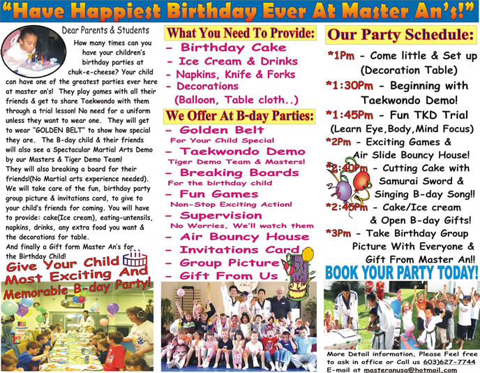 birthday party brochure